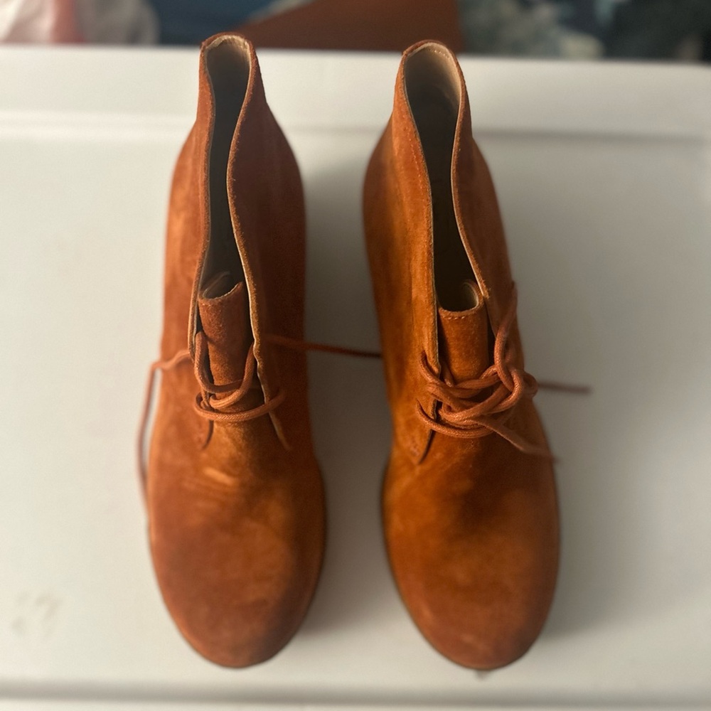 Rust Suede Lace-Up Ankle Boots - Picture 2 of 2